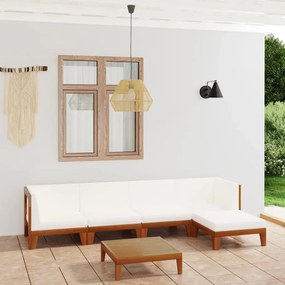 vidaXL 6 pcs conjunto lounge de jardim c/ almofadões acácia maciça