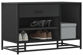 vidaXL Banco para calçado 80x40x53,5 cm madeira e metal preto