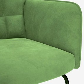 Cadeira de baloiço veludo verde-claro