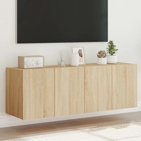 vidaXL Móveis de parede para TV com luzes LED 2 pcs carvalho sonoma