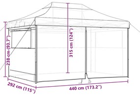 Tenda p/ festas pop-up dobrável c/ 4 paredes cinza-acastanhado