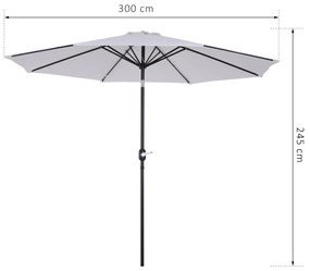 Guarda/Chapéu de Sol de Jardim Ø295x250 cm com Manivela e Inclinação –