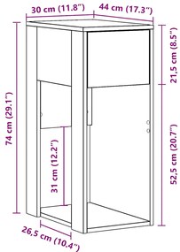 Suporte torre computador com gaveta 30x44x74cm cinzento cimento