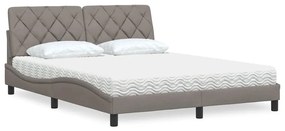 Cama com colchão 160x200 cm tecido castanho-acinzentado