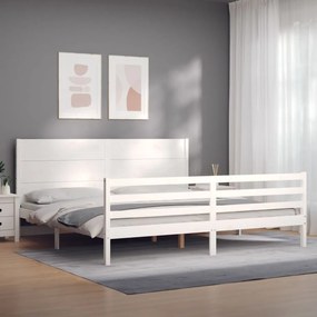 Estrutura cama Super King Size c/ cabeceira madeira branco