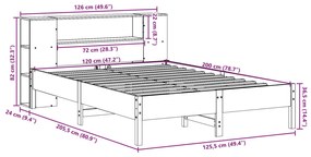 Cama com estante sem colchão 120x200 cm pinho maciço