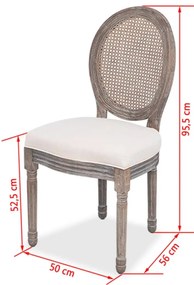Cadeiras de jantar 2 pcs tecido cor creme