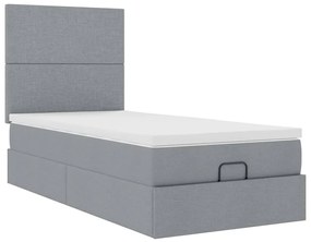 Estrutura cama otomana colchão 90x190 cm tecido cinzento claro