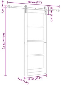 Porta Deslizante vidaXL com Conjunto de Hardware Branco 78x202 cm Made