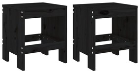 3 pcs conj. bistrô para jardim madeira de pinho maciça preto