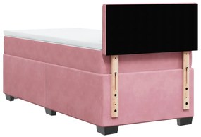 Cama com Molas/Colchão e Luzes Led - 90x190 cm - Veludo Rosa