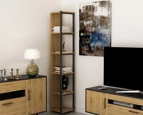 Estante Texas – Carvalho e Preto – 33,7 cm x 180 cm x 29,5 cm