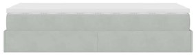 Estrutura cama otomana colchão 90x200 cm veludo cinzento claro