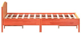 Cama sem colchão 140x200 cm madeira pinho maciça castanho-mel