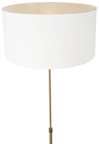 Candeeiro de chão regulável bronze com abajur branco 50 cm - Parte Design