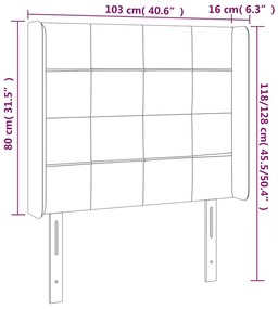 Cabeceira de cama c/ LED tecido 103x16x118/128 cm cinza-escuro