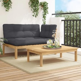 vidaXL 2 pcs móveis de paletes p/ jardim com almofadões acácia maciça