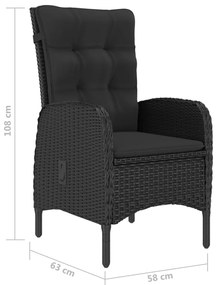 7 pcs conjunto de jantar para jardim preto