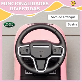 Carro Andador para Crianças  com Licença de Land Rover com Armazenamento Buzina Sons de Motor 65,5x28x42 cm Rosa