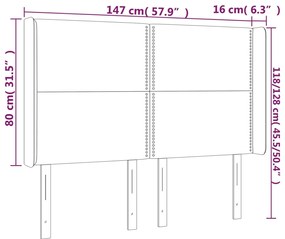 Cabeceira de cama c/ luzes LED tecido 147x16x118/128cm castanho