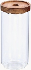 Frascos de conservação em vidro com tampa em acácia Annabelle, 950 ml, conjunto de 12