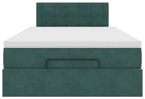 Estrutura de cama otomana com colchão verde escuro veludo