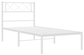 Estrutura de cama com cabeceira 100x190 cm metal branco