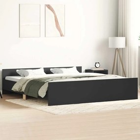 Estrutura de cama c/ painéis cabeceira e pés 200x200 cm preto