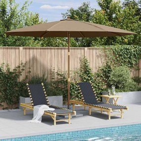 vidaXL Guarda-sol exterior c/ poste madeira 350 cm cinza-acastanhado