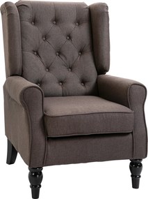 HOMCOM Poltrona de Sala de Estar Poltrona Moderna para Dormitório com Pés de Madeira Poltrona Individual 74x86x102 cm Marrom | Aosom Portugal