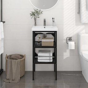 338487 vidaXL Estrutura p/ lavatório casa de banho ferro 40x38x83 cm preto