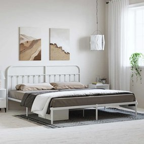 Estrutura de cama com cabeceira 183x213 cm metal branco