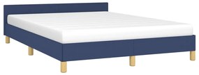 Estrutura de cama c/ cabeceira 140x190 cm tecido azul