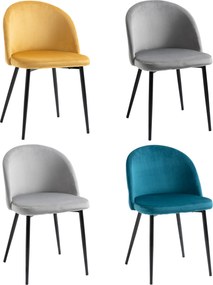 HOMCOM Conjunto de 4 Cadeiras Estofadas em Veludo Cadeira de Cozinha 49x50x77 cm 4 Cores | Aosom Portugal