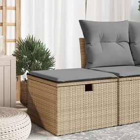 vidaXL Banco de jardim com almofada 55x55x37 cm vime PE bege