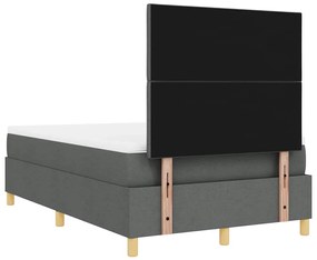 Cama Box Spring com Colchão &amp; LED Cinza Escuro 120x200 cm Tecido