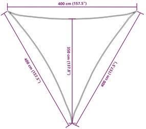 Para-sol estilo vela tecido oxford triangular 4x4x4 m creme