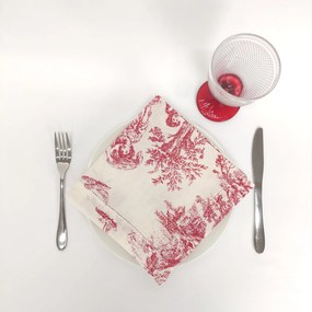 Individual/Guardanapo Linho COL Toile de Jouy Red