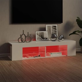 Móvel de TV com luzes LED 135x39x30 cm branco brilhante