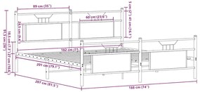 Estrutura cama sem colchão 180x200 cm metal carvalho castanho