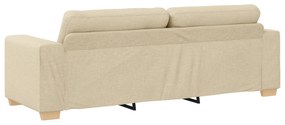 Conjunto de Sofá de 3 Peças com Almofadas em Tecido Creme