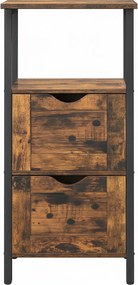 Armário de arrumação com 2 gavetas 30 x 30 x 80 cm castanho-preto