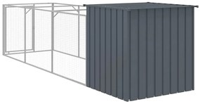 Casota p/ cães c/ parque 110x405x110 cm aço galvaniz. antracite