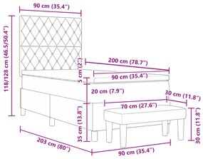 Cama Box Spring com Colchão e Banco Verde Escuro 90x200 cm Veludo