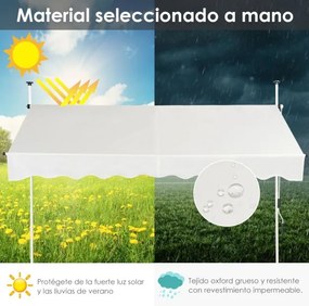 Toldo Telescópico e Retrátil 250 x 125 cm Resistente aos Raios UV Impermeável com Manivela Manual e Altura Ajustável para Janela Varanda Bege