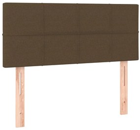 Cama box spring c/ colchão/LED 80x200cm tecido castanho-escuro
