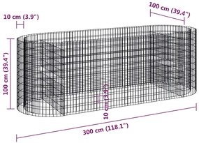 Canteiro elevado/cesto gabião 300x100x100 cm ferro galvanizado
