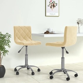vidaXL Cadeiras de jantar giratórias 2 pcs veludo cor creme