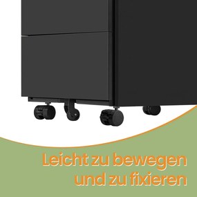 Bloco gavetas escritório com rodas e 4 gavetas 45 x 39 x 55 cm (P x L x A) Preto