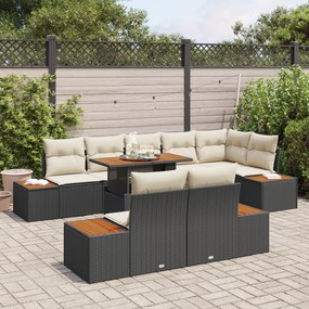 Conjunto de Jantar para Jardim de 9 Peças com Almofadas em Rattan Pret